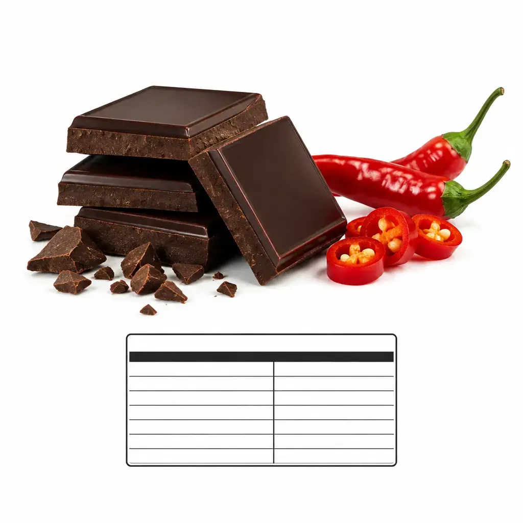 Calorías Chocolate Negro con Chile - Tabla Nutricional