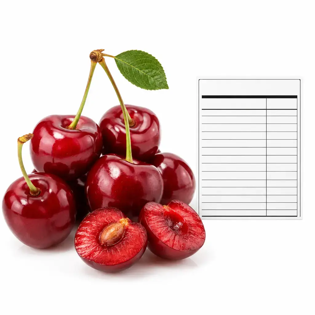 Calorías Cerezas Regina - Tabla Nutricional